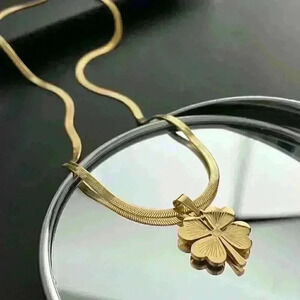 18k Gold Filled Clover Necklace over Sterling Silver